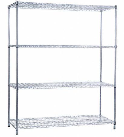 R & B Wire Products Wire Shelving Unit 4 Shelves Adjustable Chrome-Plated - SU244872