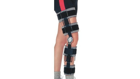 Alimed RCAI Post-Op Knee Brace Short D-Ring / Hook and Loop Strap Closure Up to 27 Inch Thigh Circumference / Up to 19 Inch Calf Circumference 16 Inch Length Left or Right Knee - 62954