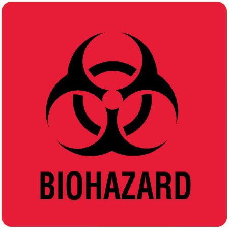 UAL - Pre-Printed Label Warning Label Fluorescent Red Paper Biohazard / Symbol Black Biohazard 6 X 6 Inch - ULBH502