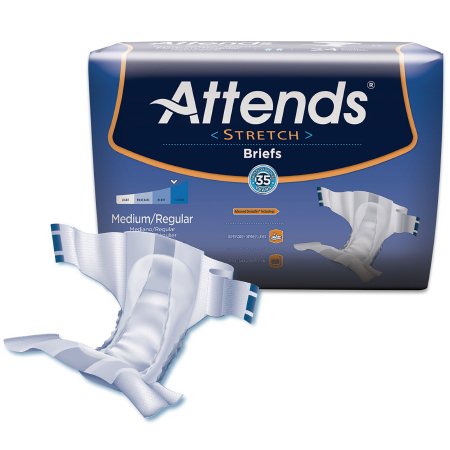 Attends Stretch - Unisex Adult Incontinence Brief Medium / Regular Disposable Heavy Absorbency - DDSMR