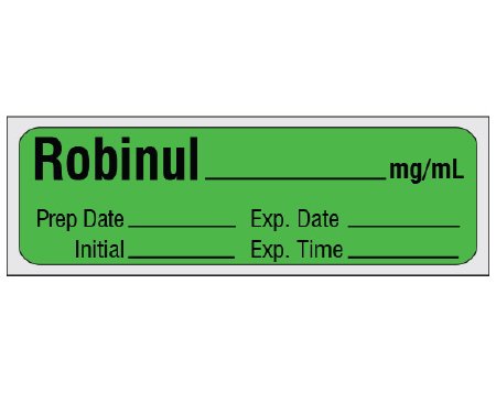 Shamrock - Drug Label Anesthesia Label Robinul_mg/mL Prep Date_ Exp Date_Int_Exp Time_ Green 1/2 X 1 Inch - SA-312-EXP-PRE