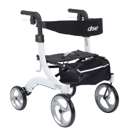 Drive Medical Nitro 4 Wheel Rollator White Adjustable Height Aluminum Frame - RTL10266WT