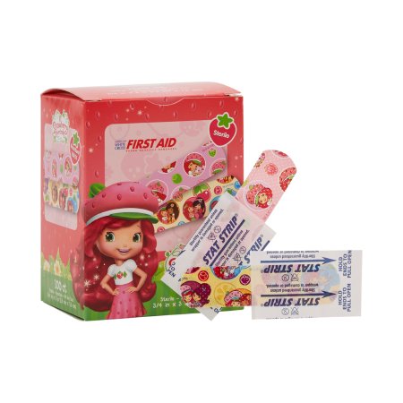 American White Cross Stat Strip - Adhesive Strip 3/4 X 3 Inch Plastic Rectangle Kid Design (Strawberry Shortcake) Sterile - 10851