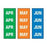 Key Surgical - Pre-Printed Label Multipurpose Label Blue / Green / Orange Tape Month Patterned 1/4 Inch - T-902-01