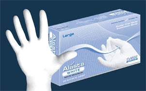 Dash Medical Gloves Alasta Exam Glove Large NonSterile Nitrile Standard Cuff Length Textured Fingertips White Not Chemo Approved - AW100L