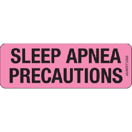 Precision Dynamics MedVision Pre-Printed Label Advisory Label SLEEP APNEA PRECAUTIONS Fluorescent Pink 1 X 2-15/16 Inch - V06FP2680