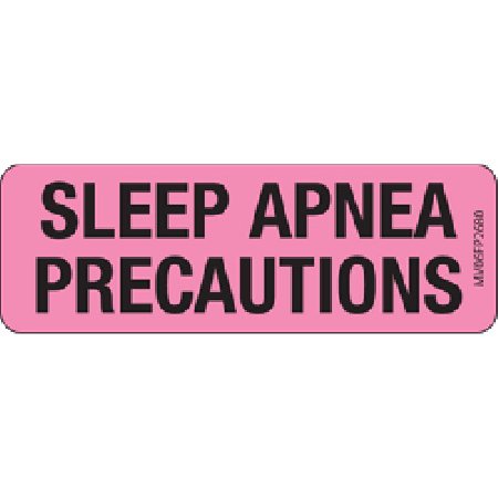 MedVision - Pre-Printed Label Advisory Label Pink Paper SLEEP APNEA PRECAUTIONS Black Biohazard 1 X 2-15/16 Inch - MV06FP2680