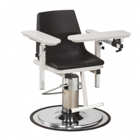 Clinton Industries H Series ClintonClean Blood Drawing Chair with Foot Pedal Single Adjustable Flip Armrest Black - 6330-P