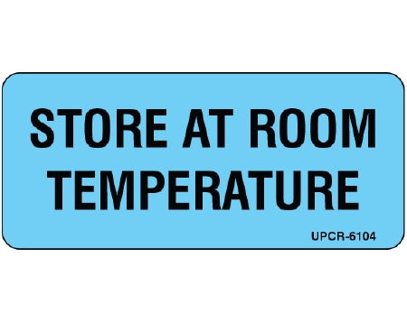 Shamrock - Pre-Printed Label Auxiliary Label Blue Cardstock STORE AT ROOM / TEMPERATURE Black Temperature Control 1 X 2-1/4 Inch - UPCR-6104