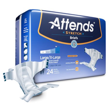 Attends Stretch - Unisex Adult Incontinence Brief Large / X-Large Disposable Heavy Absorbency - DDSLXL