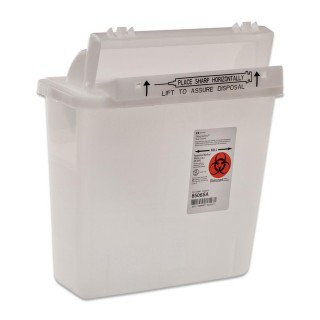 NovaPlus - Sharps Container Novaplus 1.25 Gallon Translucent Base / Translucent Lid Horizontal Entry Counter Balanced Door Lid - V8506