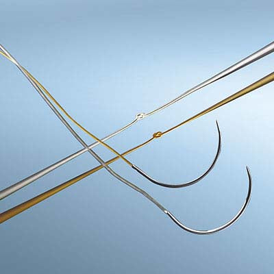 Aesculap Softcat Plain Suture with Needle Absorbable Uncoated Undyed Suture Plain Gut Size 6-0 45 cm Suture Double-Armed 11 mm Length 3/8 Circle Reverse Cutting Needle - G0658286