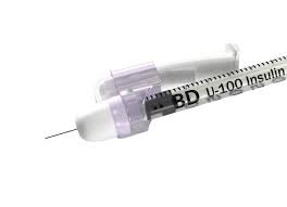 Becton Dickinson SafetyGlide Insulin Syringe with Needle 1 mL 31 Gauge 15/64 Inch Attached Needle Safety Slide Needle - 328446