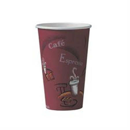 Solo Cup Solo Drinking Cup 16 oz. Bistro Print Paper Disposable - 316SI-0041