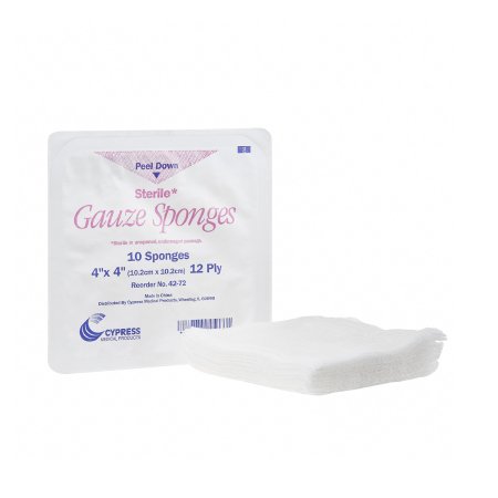 McKesson Brand - Gauze Sponge Cotton 12-Ply 4 X 4 Inch Square Sterile - 42-72