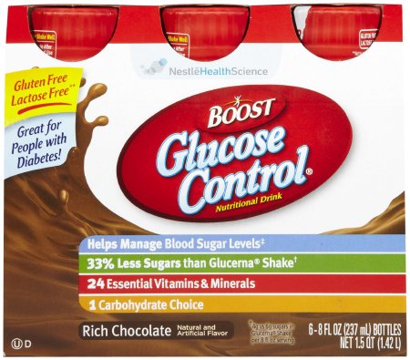 Nestle Healthcare Nutrition Boost Glucose Control Oral Supplement Rich Chocolate Flavor 8 oz. Bottle Ready to Use - 12109986