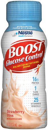 Nestle Healthcare Nutrition Boost Glucose Control Oral Supplement Creamy Strawberry Flavor 8 oz Case/24  Bottle Ready to Use - 12263863