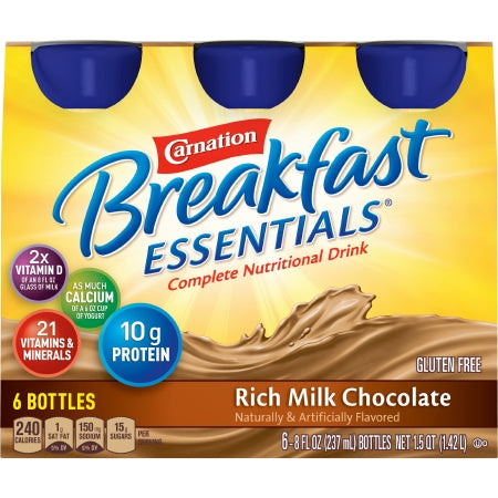 Nestle Healthcare Nutrition Carnation Breakfast Essentials Oral Supplement Rich Milk Chocolate Flavor 8 oz. Bottle Ready to Use - 12274827