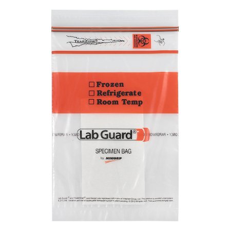 Lab Guard Double Zipper - Specimen Transport Bag with Document Pouch and Absorbent Pad 6 X 9 Inch Zip Closure Biohazard Symbol / Storage Instructions NonSterile - SBL2AP69B