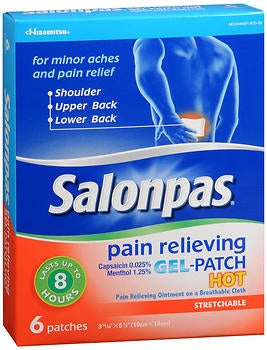 Hisamitsu America Salonpas Gel-Patch Hot Topical Pain Relief 0.025% - 1.25% Strength Capsaicin / Menthol Patch 6 per Box - 46581087006