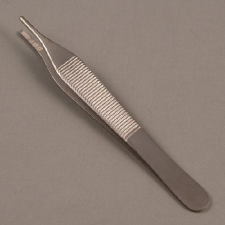 Merit - Dressing Forceps Adson 4-3/4 Inch Length Mid Grade Stainless Steel Sterile NonLocking Thumb Handle Straight Blunt Serrated Tips - 96-2570M