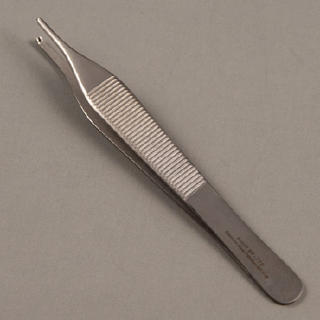 Merit - Tissue Forceps Adson 4-3/4 Inch Length Mid Grade Stainless Steel Sterile NonLocking Thumb Handle Straight 1 X 2 Teeth - 96-2572M
