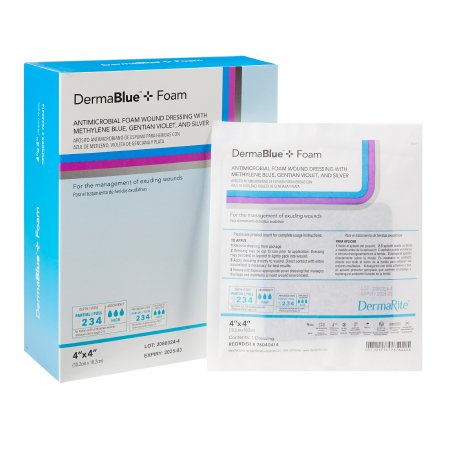 DermaBlue+ Foam - Silver Foam Dressing 4 X 4 Inch Square Sterile - 76040414