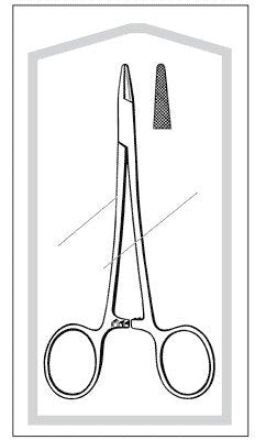 Sklar - Needle Holder 5-1/2 Inch Length Straight Cross Serrated Blunt Tips with Groove Finger Ring Handle - 96-2581M