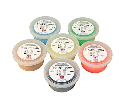 Puff LiTE - Therapy Putty Set 2X-Soft / X-Soft / Soft / Medium / Firm / X-Firm 6 X 3 oz. - 10-1416