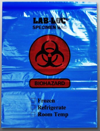 Lab-Loc - Specimen Transport Bag 12 X 15 Inch Zip Closure Biohazard Symbol / Storage Instructions NonSterile - LAB221215BE