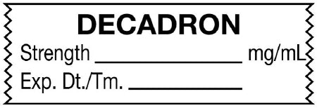 UAL - Drug Label Anesthesia Label Decadron Strength_mg/mL Exp Dt Tm_ White 1/2 X 1-1/2 Inch - ULTJ0431