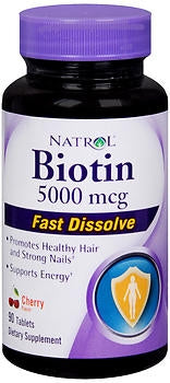 Natrol Inc Natrol Biotin Supplement Vitamin B7 5000 mcg Strength Tablet 90 per Bottle Cherry Flavor - 4746906323