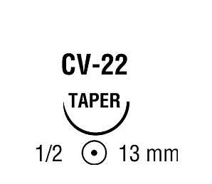 Maxon CV - Suture with Needle Absorbable Uncoated Green Suture Monofilament Polyglyconate Size 5 - 0 30 Inch Suture Double-Armed 13 mm Length 1/2 Circle Taper Point Needle - 8886612221