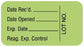 United Ad Label - Pre-Printed / Write On Label Advisory Label Light Green Paper Date Rec'd.___________Date Opened___________Exp. Date___________Reag. Exp. Control Lot No. Quality Control Label 7/8 X 1-5/8 Inch - ULLR104
