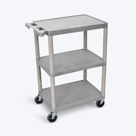 Luxor Utility Cart 18 X 24 X 34 Inch 3 Shelves Gray - HE34-G