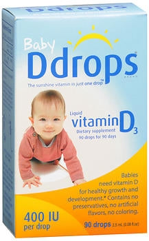 Akorn Inc Baby Ddrops Children's Vitamin Supplement Vitamin D3 400 IU / Drop Strength Liquid 2.5 mL Unflavored - 85122800006