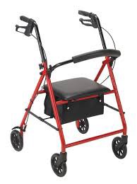 Drive Medical Drive 4 Wheel Rollator drive Red Adjustable Height Steel Frame - R800RD