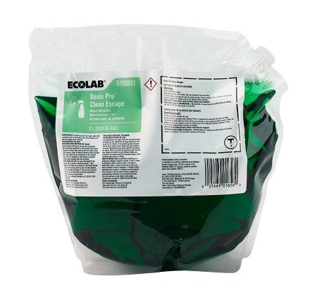 Ecolab Oasis Pro Clean Escape Air Freshener Alcohol Based Liquid Concentrate 2 Liter Bag Floral Scent - 6100831