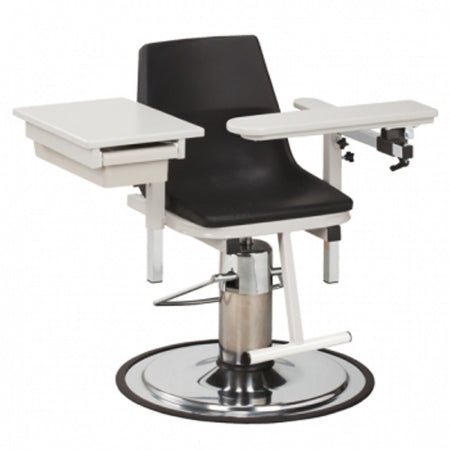Clinton Industries H Series ClintonClean Blood Drawing Chair with Foot Pedal Single Adjustable Flip Armrest Black - 6330-P