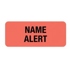 First Healthcare Products Pre-Printed Label Advisory Label NAME ALERT Fluorescent Red 15/16 X 2-1/4 Inch - 50772