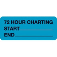 First Healthcare Products Pre-Printed Label Communication Fill In 72 HR CHARTING/START________/END_________ Fluorescent Blue 15/16 X 2-1/4 Inch - 50733
