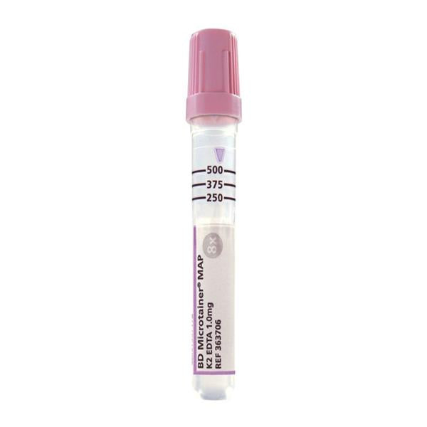 Becton-Dickinson Tube Capillary Microtainer Map 250-500Ul 13X75Mm Plastic K2 Edta Lavender 50/Bx, 4 Bx/Ca - 363706