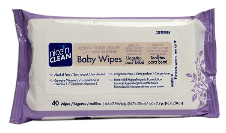 Professional Disposables Nice'n Clean Newborn Baby Wipe Soft Pack Aloe / Vitamin E / Chamomile Unscented 40 Count - Q387S40NY