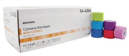 McKesson McKesson Cohesive Bandage 1-1/2 Inch X 5 Yard Standard Compression Self-adherent Closure Purple / Pink / Green / Light Blue / Royal Blue / Red NonSterile - 16-4304