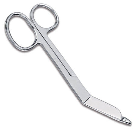 Prestige Medical Prestige Medical Bandage Scissors 5-1/2 Inch Length Stainless Steel NonSterile Finger Ring Handle Angled Blunt/Blunt - 54