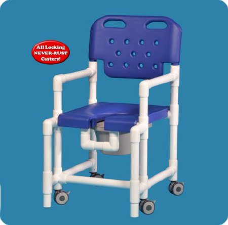 Elite - Commode / Shower Chair Fixed Arm PVC Frame With Backrest - ELT817 PATG