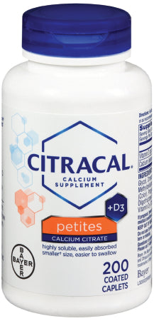 Bayer Citracal Petites Joint Health Supplement Vitamin D / Calcium 500 IU - 400 mg Strength Tablet 200 per Bottle - 1650053503