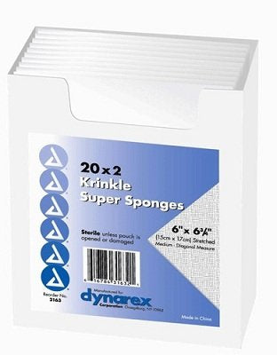 Krinkle - Fluff Dressing Fluff Gauze 6-Ply 6 X 6-3/4 Inch Rectangle Sterile - 3163
