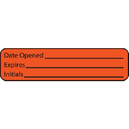 Precision Dynamics MedVision Pre-Printed / Write On Label Communication Fill In DATE OPENED____/EXPIRE___/Initials Fluorescent Orange 5/16 X 1-1/4 Inch - V01FO1939