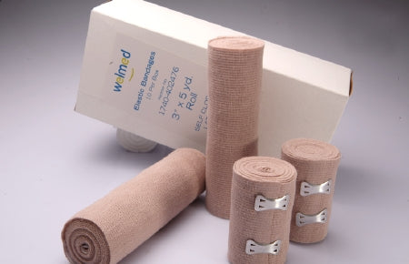 Welmed Welmed Premium Weave Elastic Bandage 3 Inch X 5 Yard Standard Compression Single Hook and Loop Closure Tan NonSterile - 1740-402476